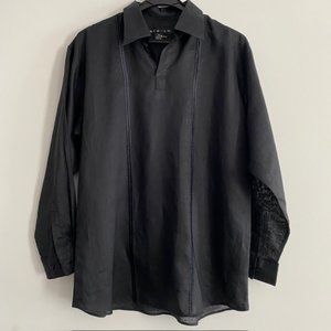 Men's Black Linen Shirt - 2XL